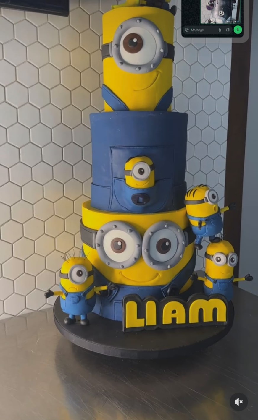 Three-tier Minions birthday cake