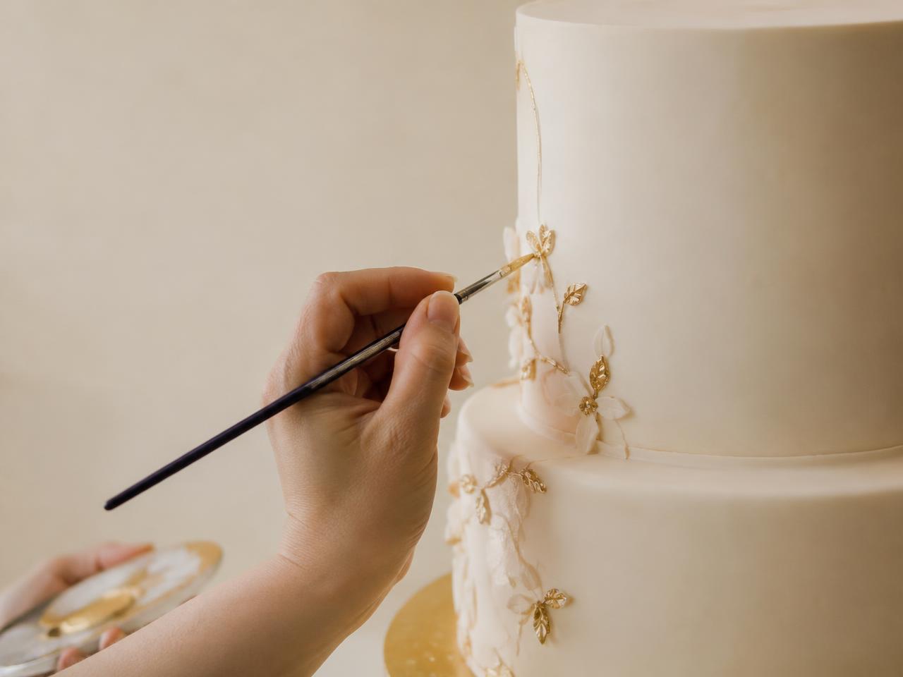 David finishing a cake in the atelier